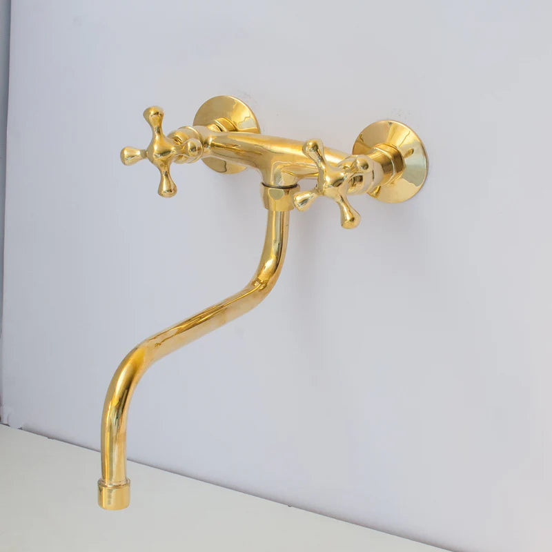 Antique Brass Kitchen Faucet – Wall Kitchen Faucet
