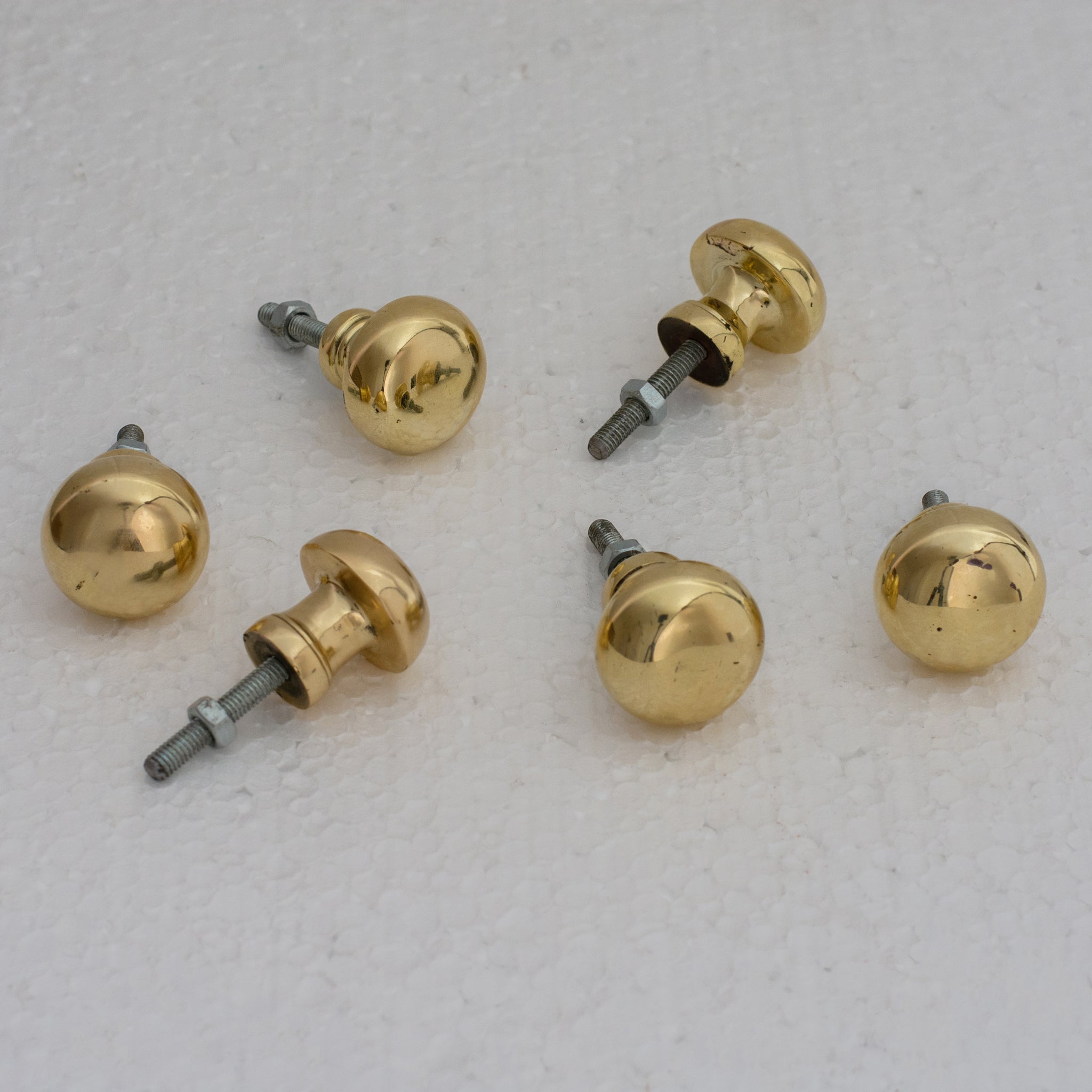Smooth Heavy-Duty Unlacquered Brass Round Cabinet Knobs
