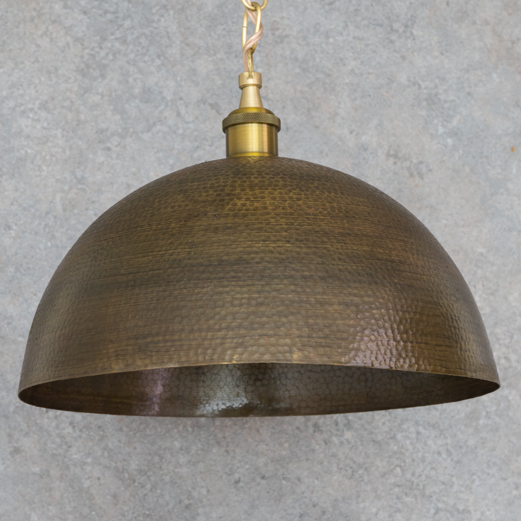 Oversized Dark Bronze Copper Pendant - Large Hammered Dome Light for Entryway & Dining