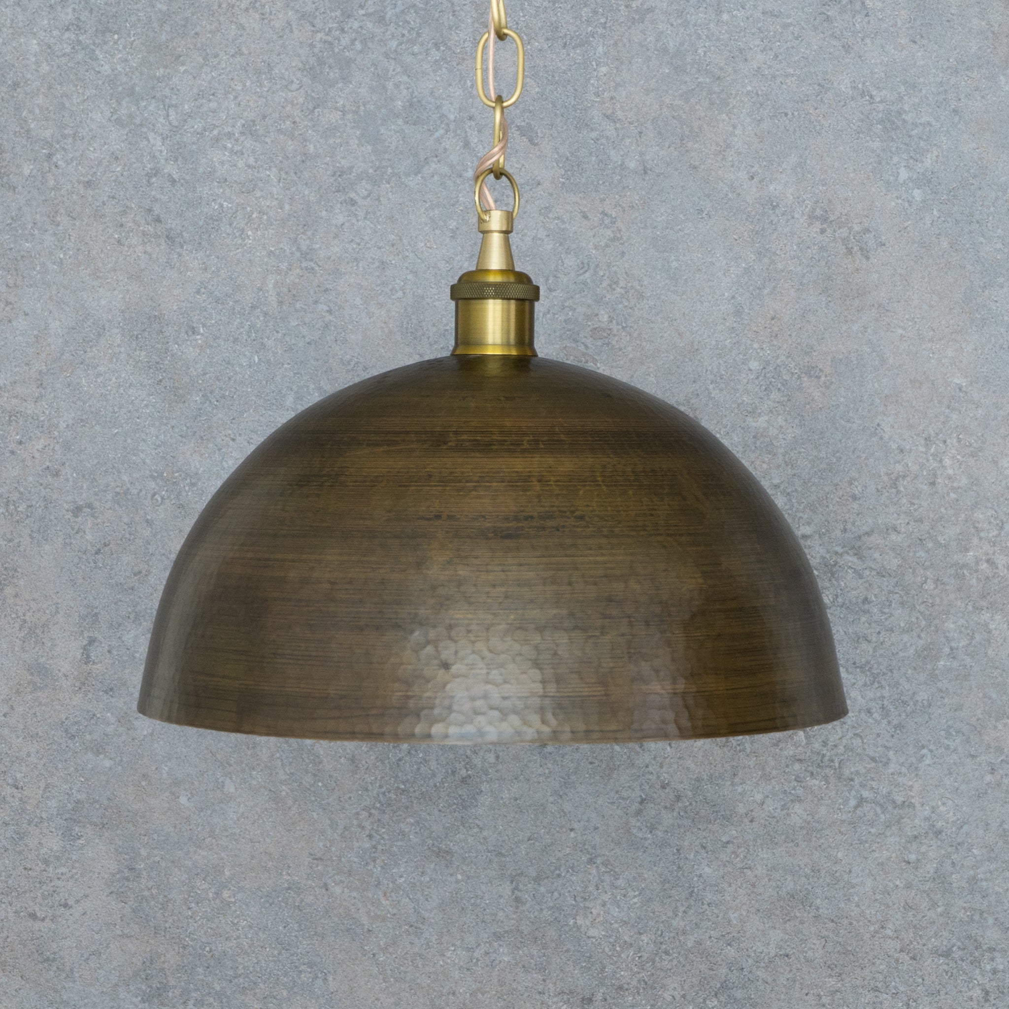 Antique Bronze Soft-Hammered Dome Pendant Light | Dark Oil-Rubbed Finish