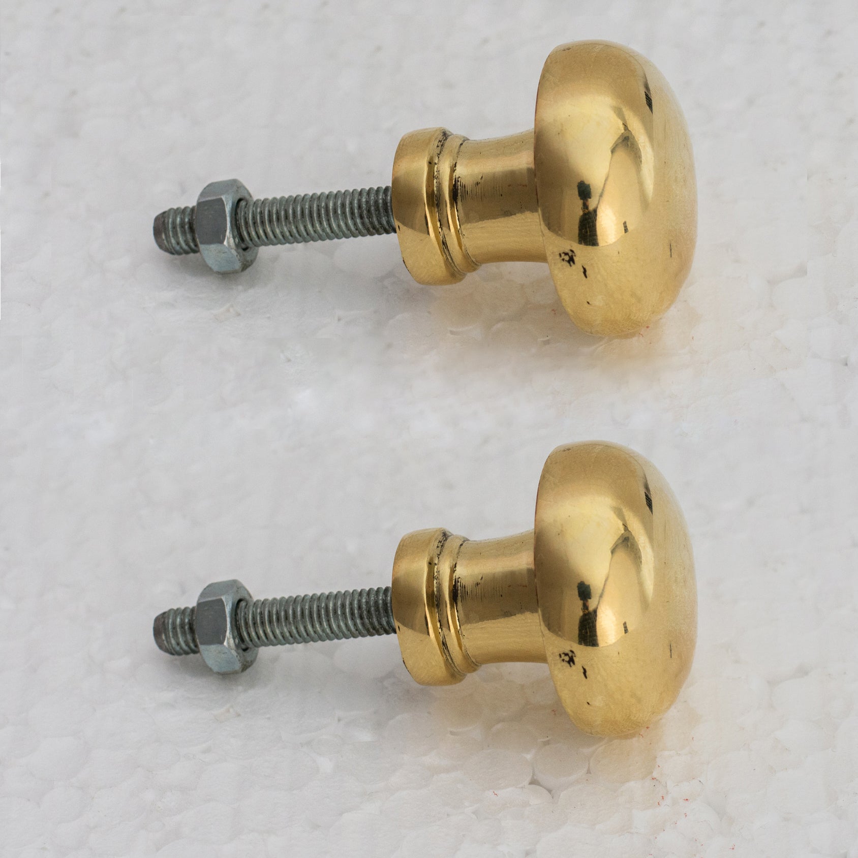 Smooth Heavy-Duty Unlacquered Brass Round Cabinet Knobs