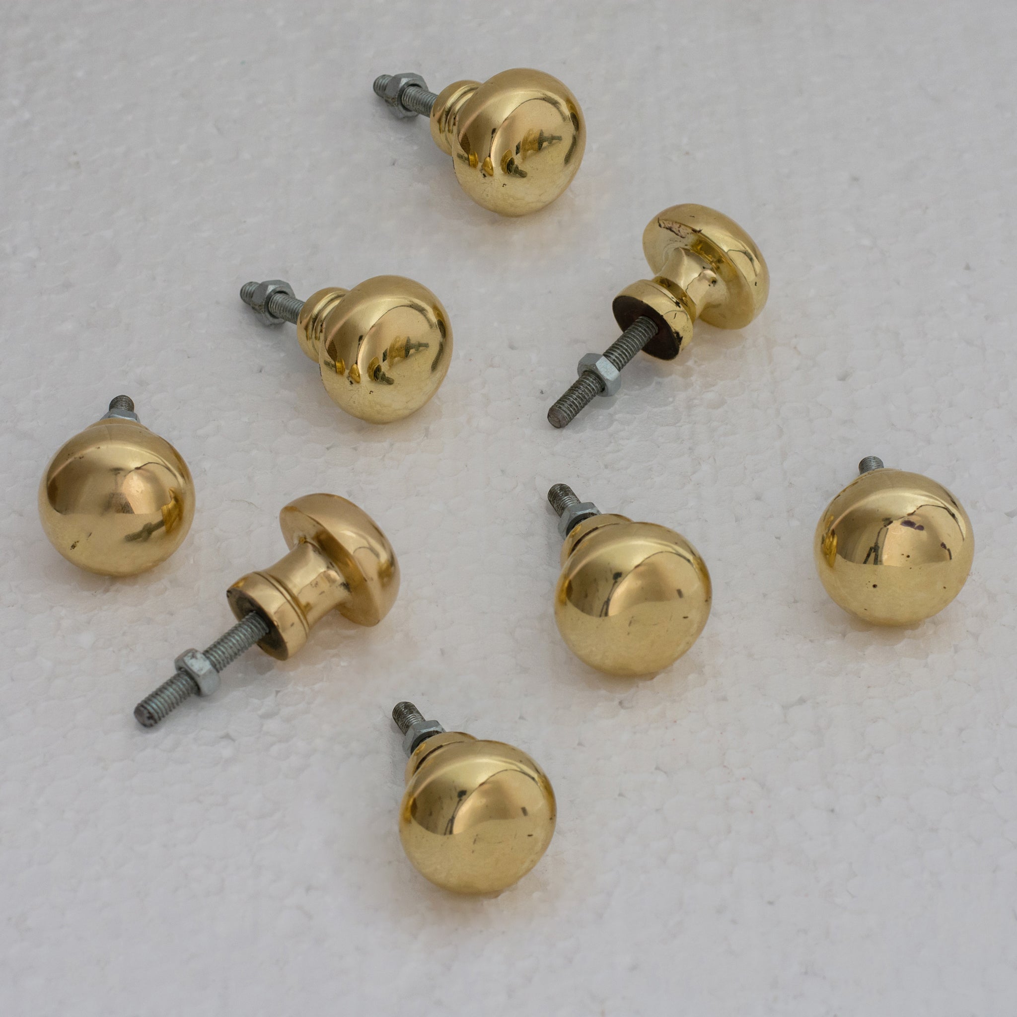 Smooth Heavy-Duty Unlacquered Brass Round Cabinet Knobs