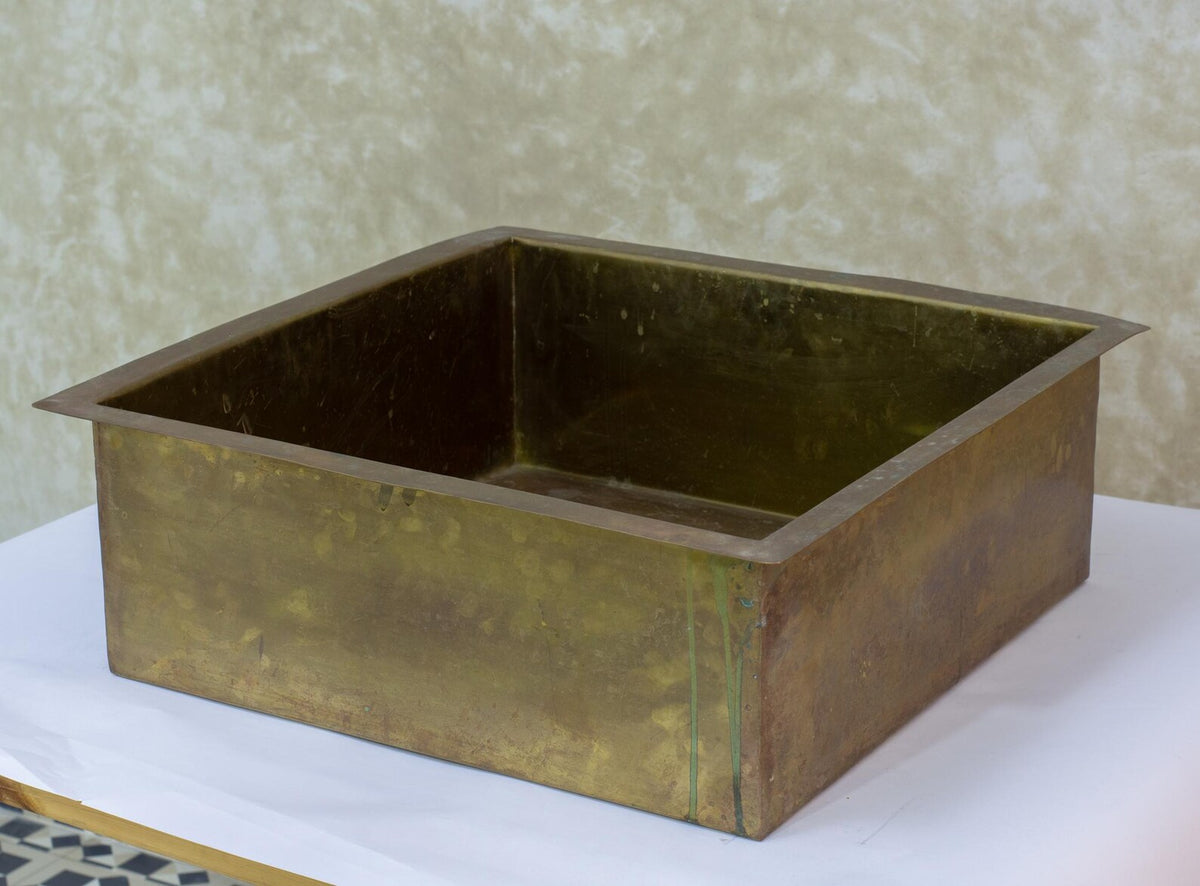 Antique Brass Kitchen Sink, Square Island Sink, Undermount Basin Sink, Outdoor Sink