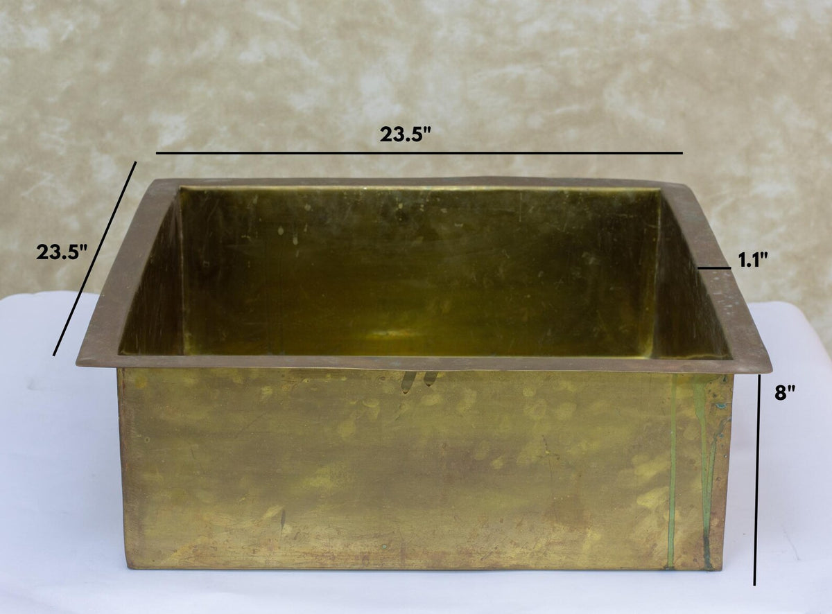 Antique Brass Kitchen Sink, Square Island Sink, Undermount Basin Sink, Outdoor Sink