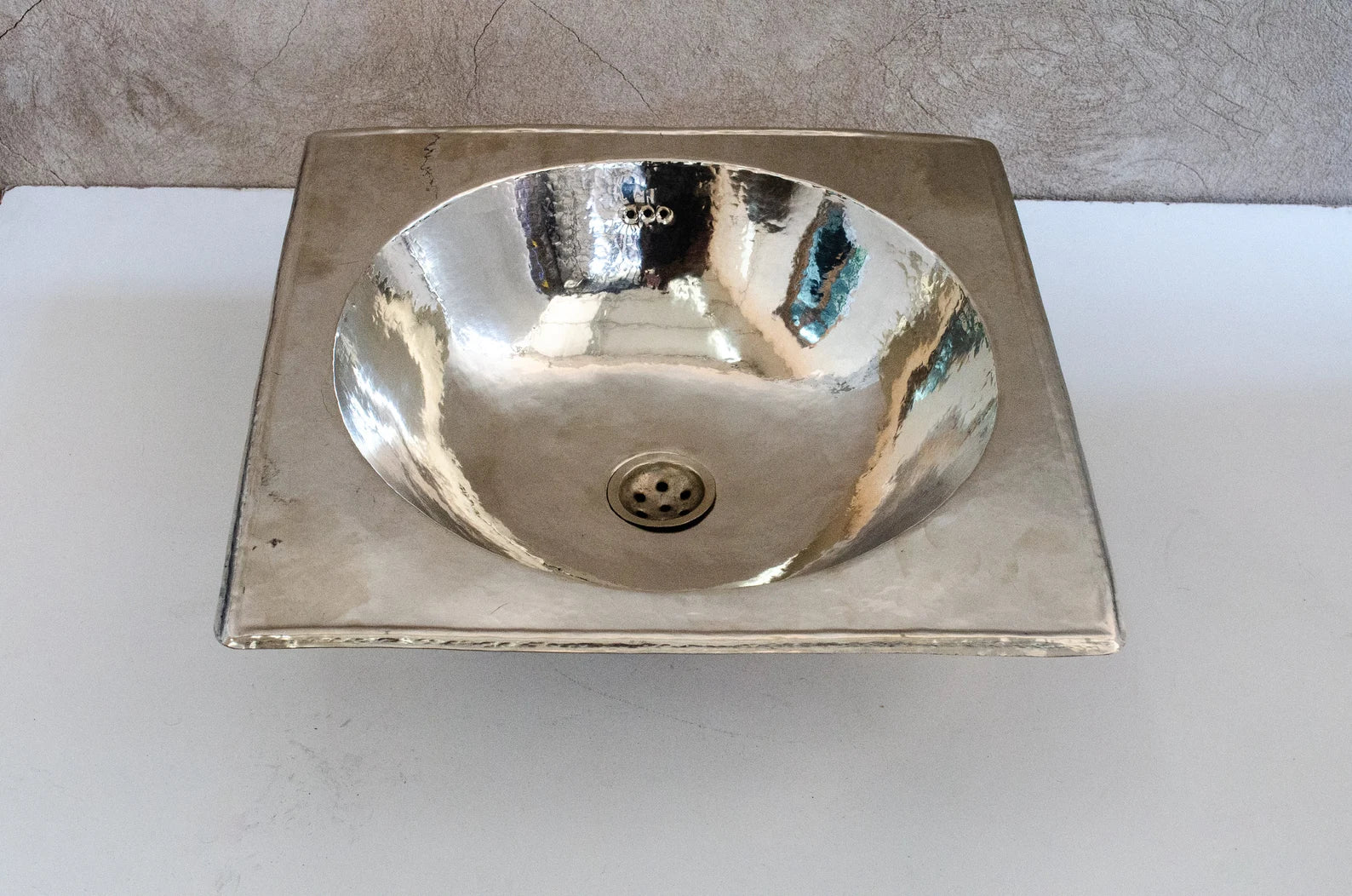 Antique German Silver Sink, Handcrafted Bathroom Drop-in Silver sink