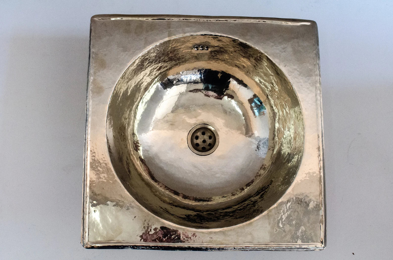 Antique German Silver Sink, Handcrafted Bathroom Drop-in Silver sink