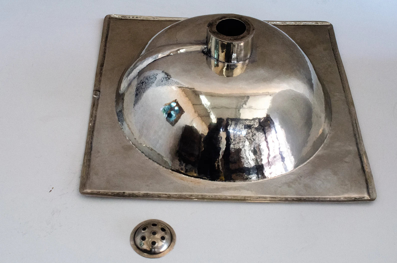 Antique German Silver Sink, Handcrafted Bathroom Drop-in Silver sink