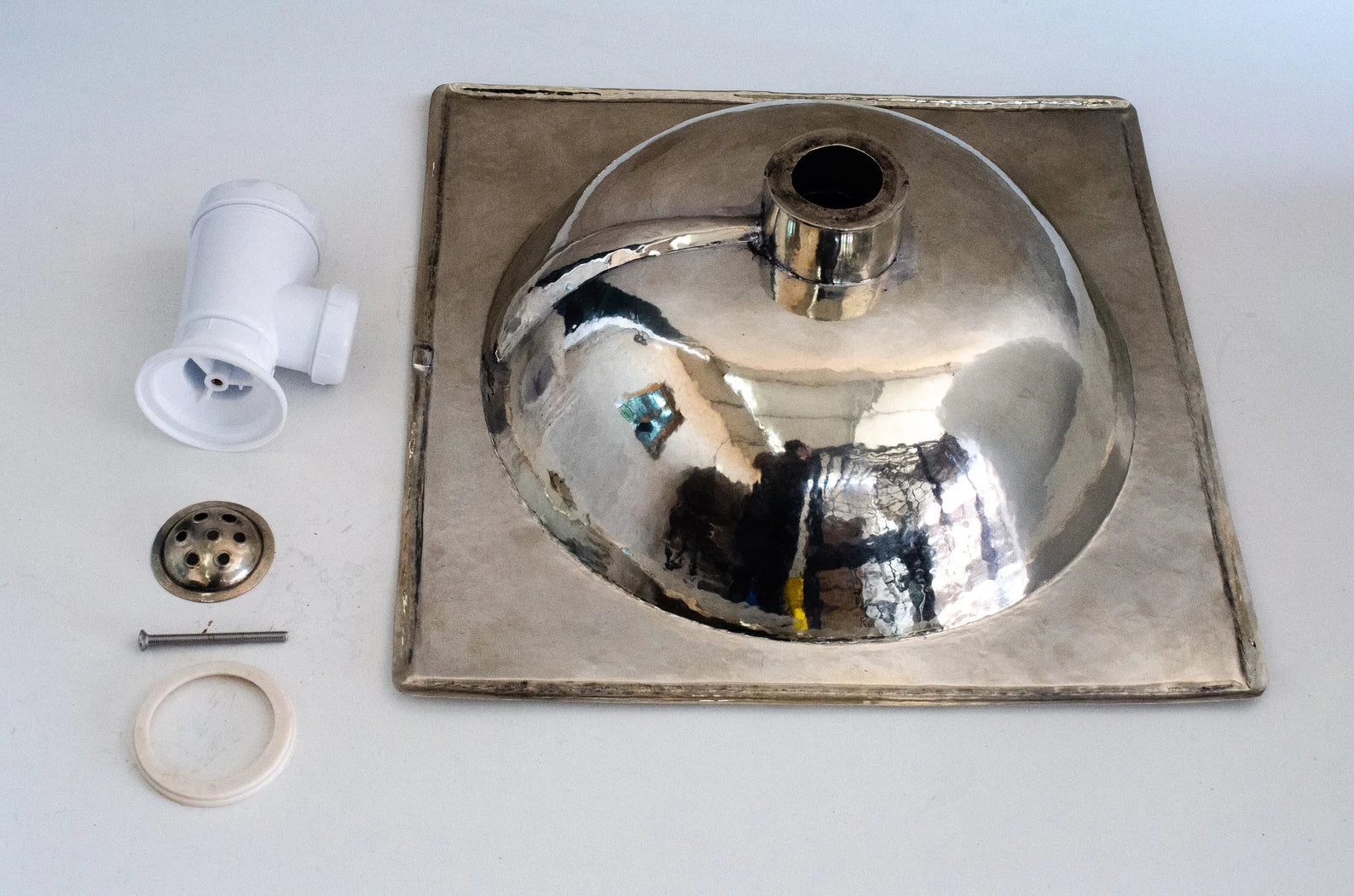 Antique German Silver Sink, Handcrafted Bathroom Drop-in Silver sink
