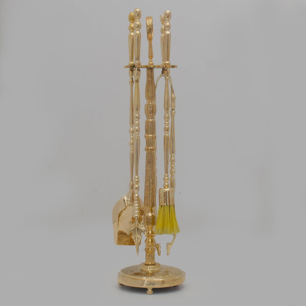 Experience refined authenticity with our Handmade Solid Brass Fireplace Tools Set that will develop natural, warm patina over time.
