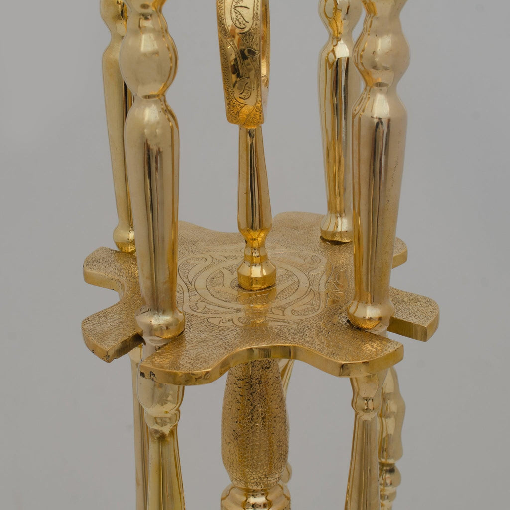 Experience refined authenticity with our Handmade Solid Brass Fireplace Tools Set that will develop natural, warm patina over time.