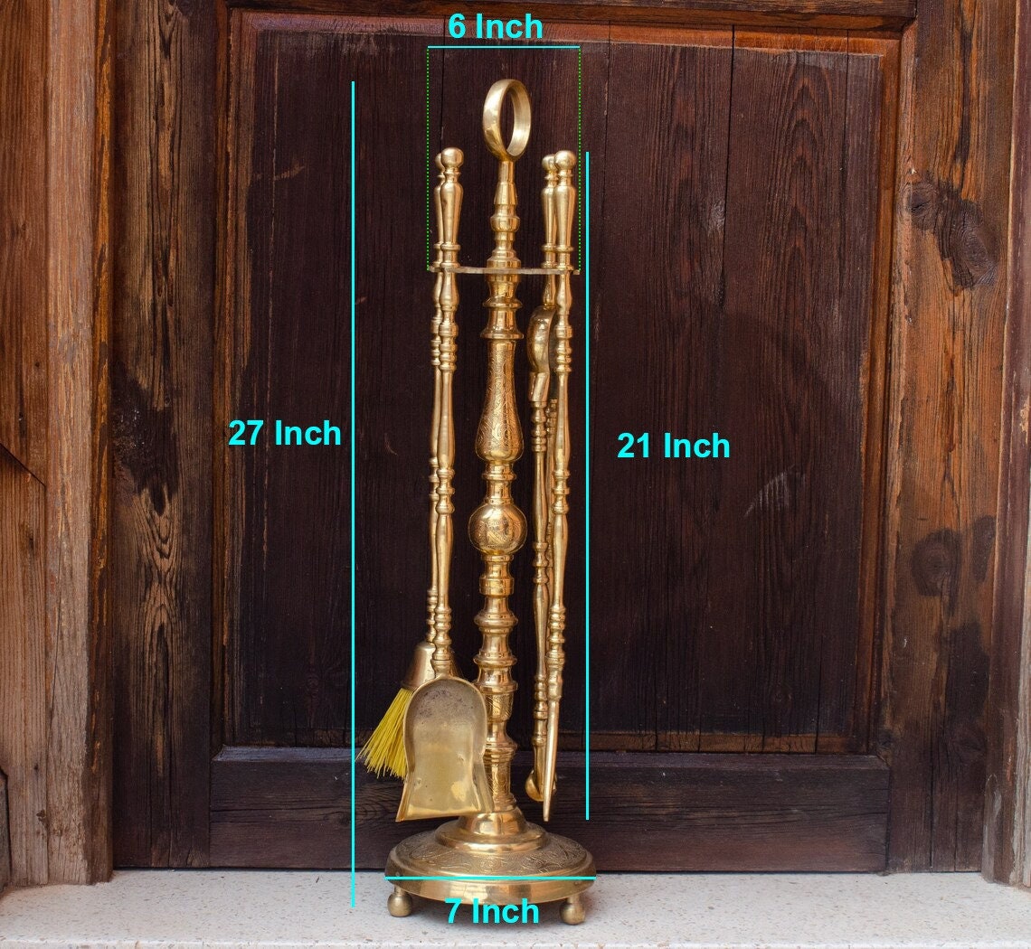 Antique Unlacquered Brass Fireplace Tool