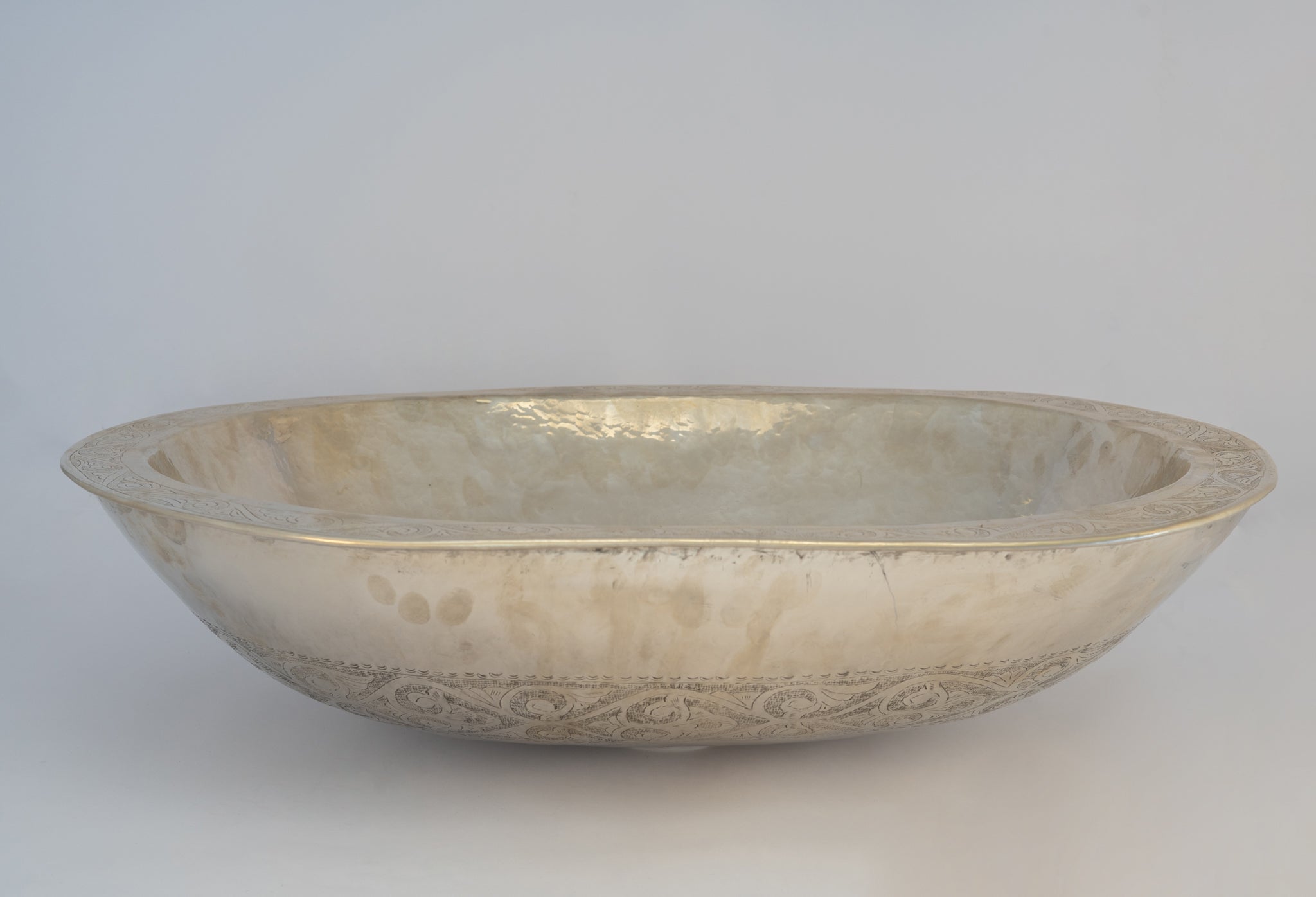 Lavabo ovalado de plata – Lavabo de sobremesa de plata alemana – Lavabo de encimera para tocador 