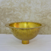 Hammered Brass Drop-in Sink, Bathroom Sink Round, Vanity Basin Sink, Semi-recessed Basin