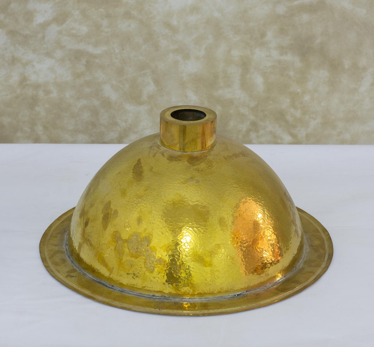 Hammered Brass Drop-in Sink, Bathroom Sink Round, Vanity Basin Sink, Semi-recessed Basin