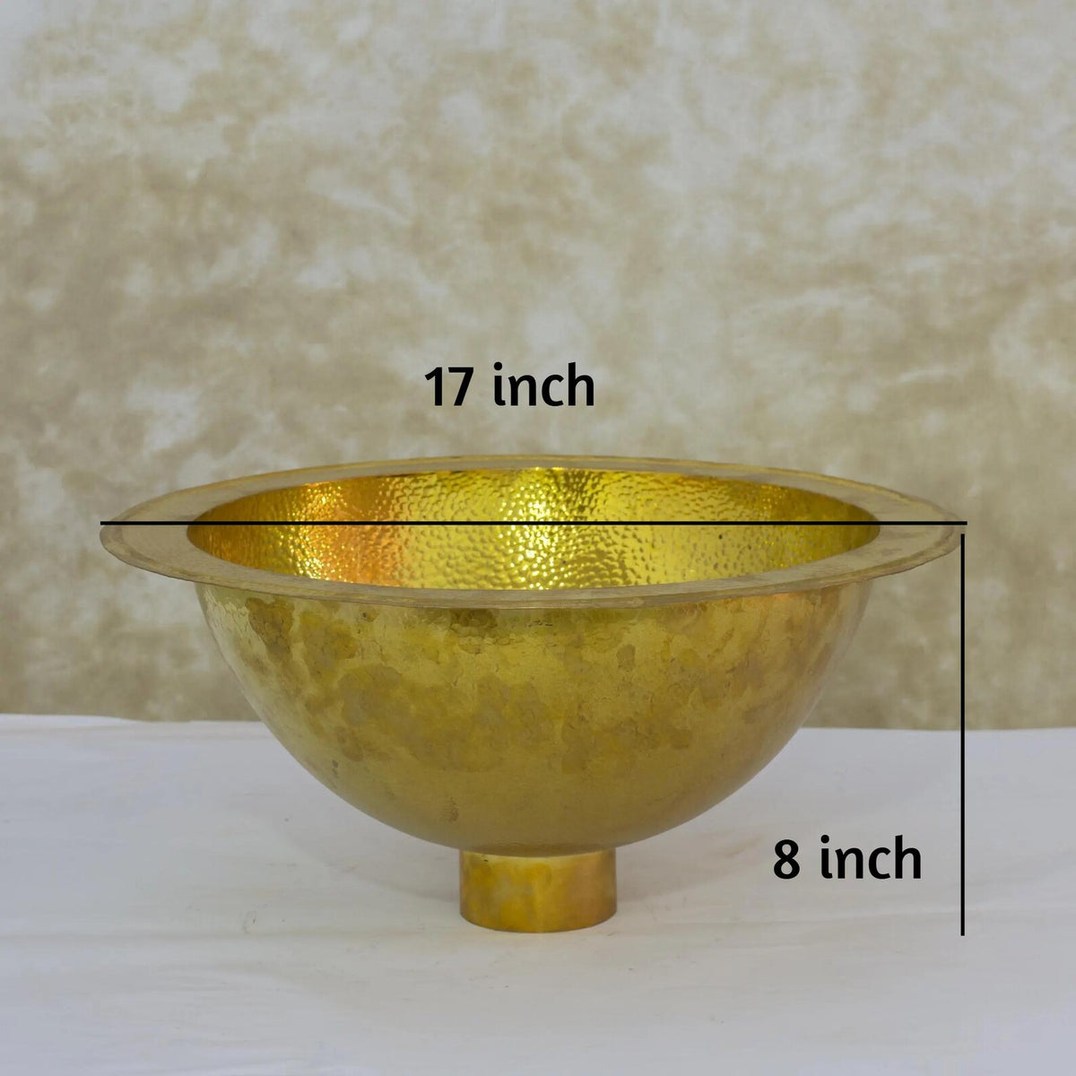 Hammered Brass Drop-in Sink, Bathroom Sink Round, Vanity Basin Sink, Semi-recessed Basin