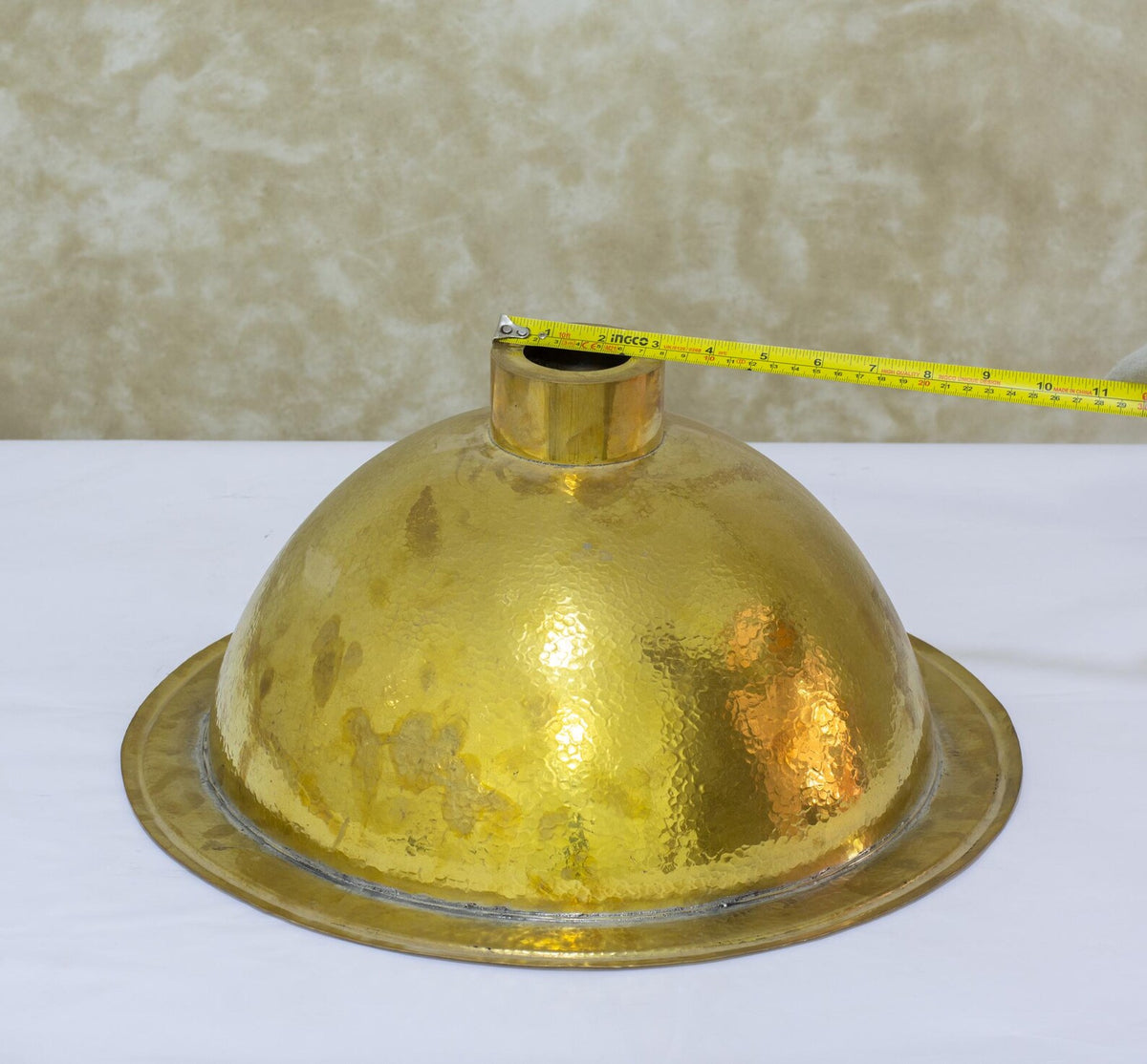 Hammered Brass Drop-in Sink, Bathroom Sink Round, Vanity Basin Sink, Semi-recessed Basin