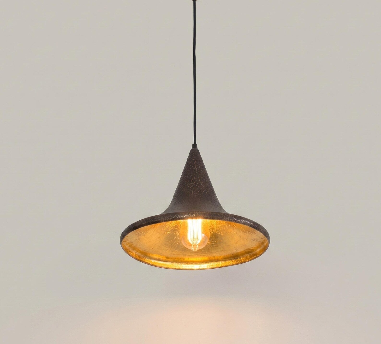 Hand Hammered Antique Brass Pendant Light, Black Dome Hanging Lamp for Kitchen Island