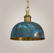 Blue Patina Dome Pendant Light, Vintage Kitchen Island Ceiling Fixture