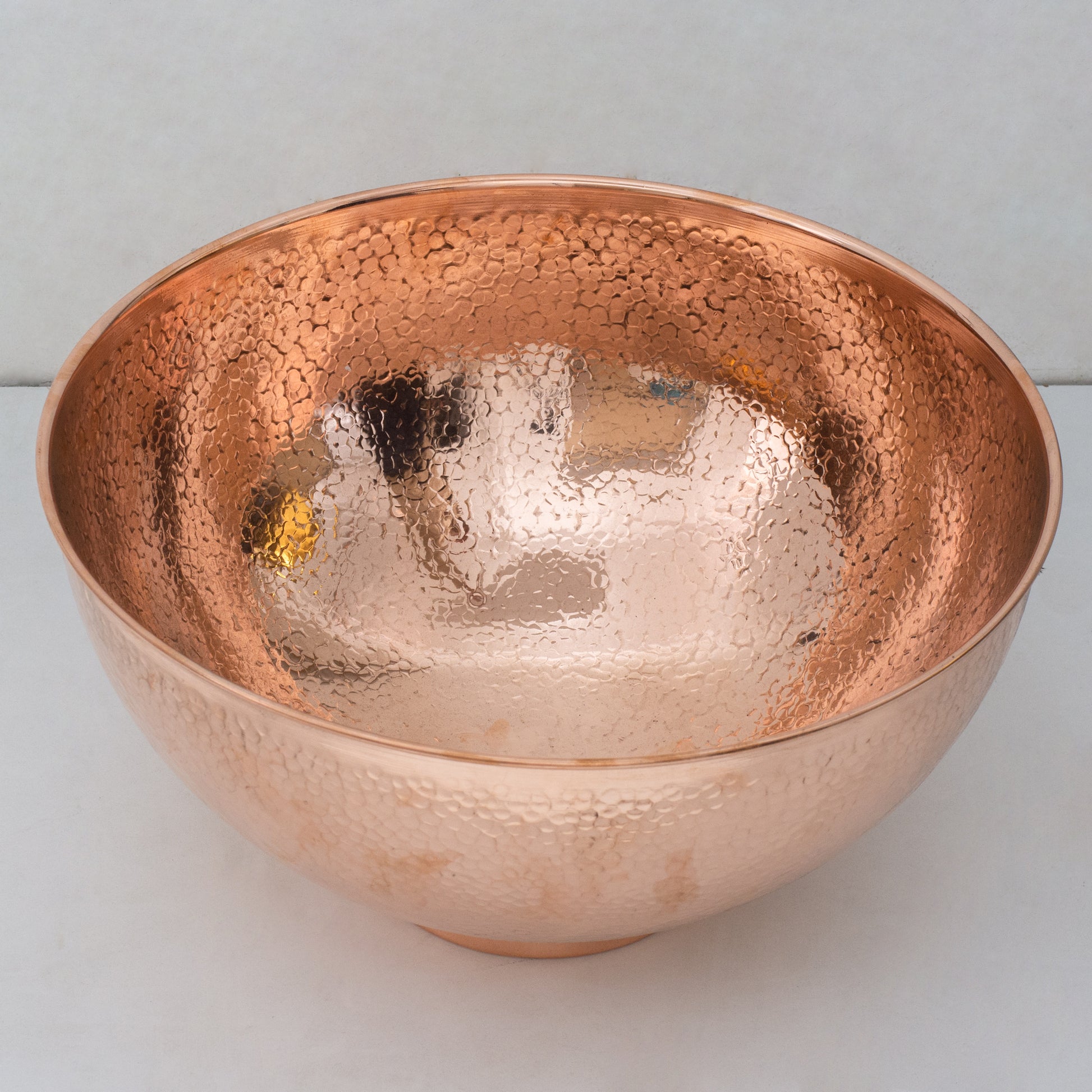 Hammered Copper Vessel Sink, Solid Copper Bathroom Washbasin, Round Sink Copper