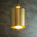 Brass Pendant Light, Hammered Brass Cylindric Pendant Light, Ceiling Light