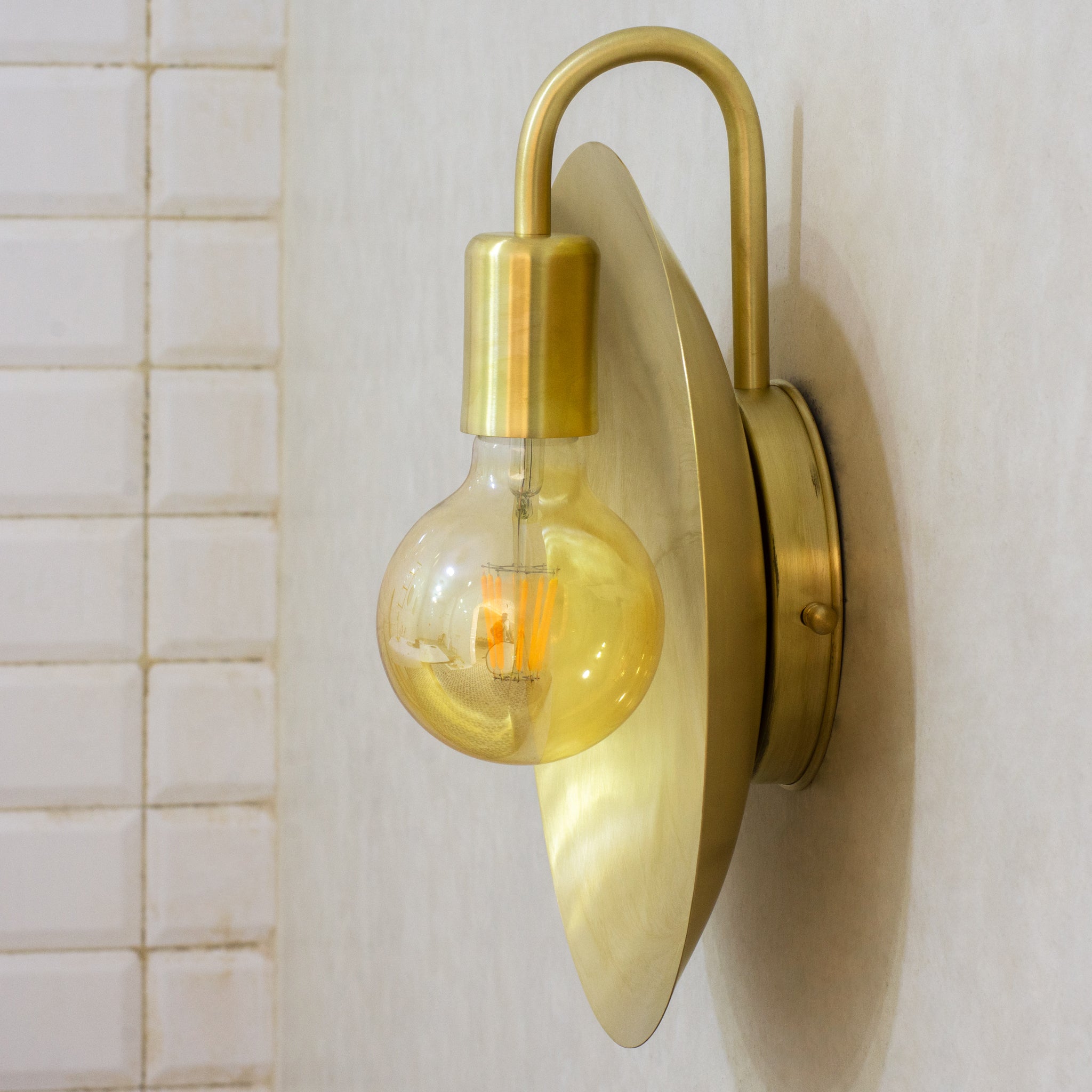 Brass Wall Light Fixture, Brushed Sconce Light, Wall Lamp, Indoor Light, Wall Dish Sconce Brass
