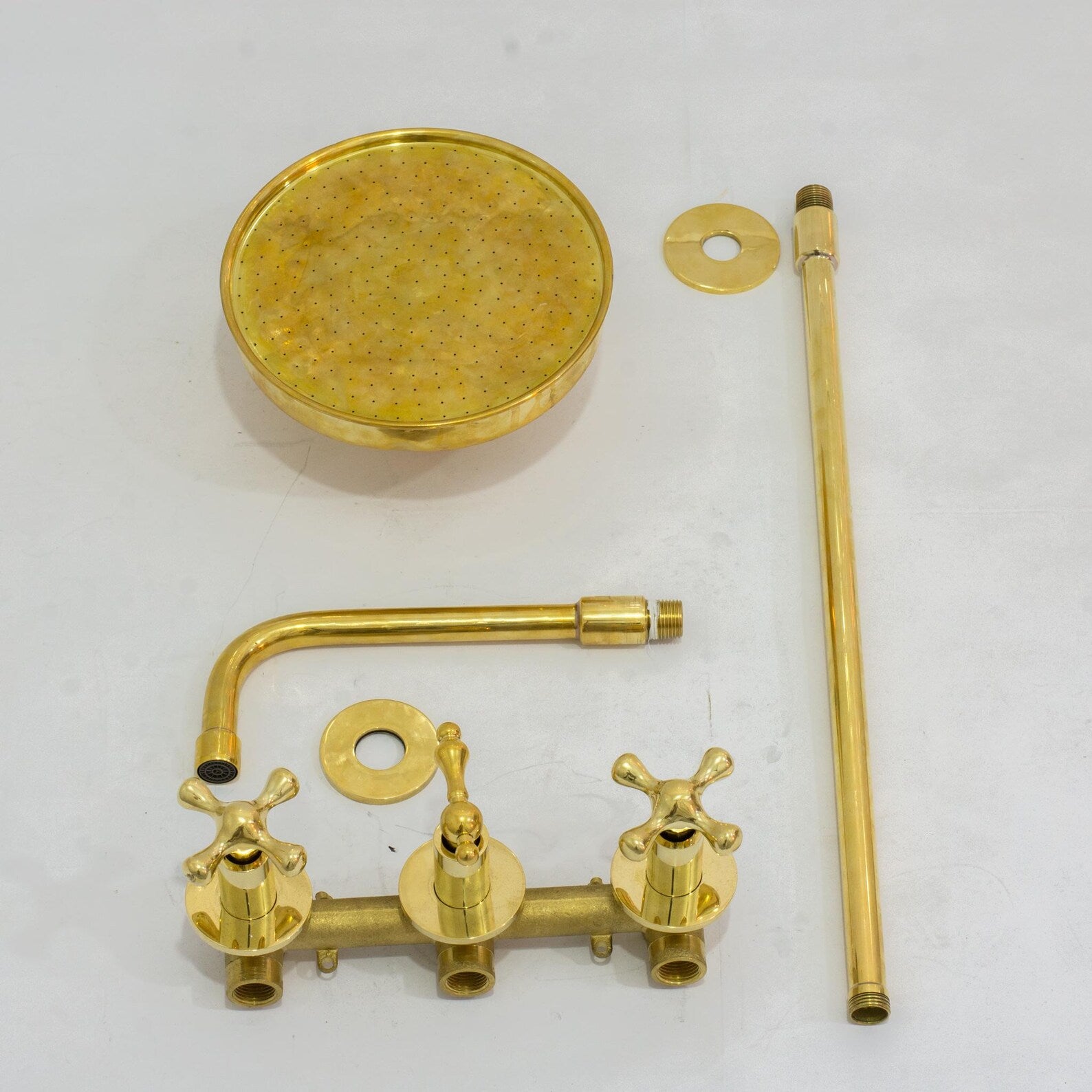 Solid Brass 2-Outlet Shower System,  Ceiling Rainfall Shower With Tub Filler