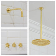 Solid Brass 2-Outlet Shower System,  Ceiling Rainfall Shower With Tub Filler