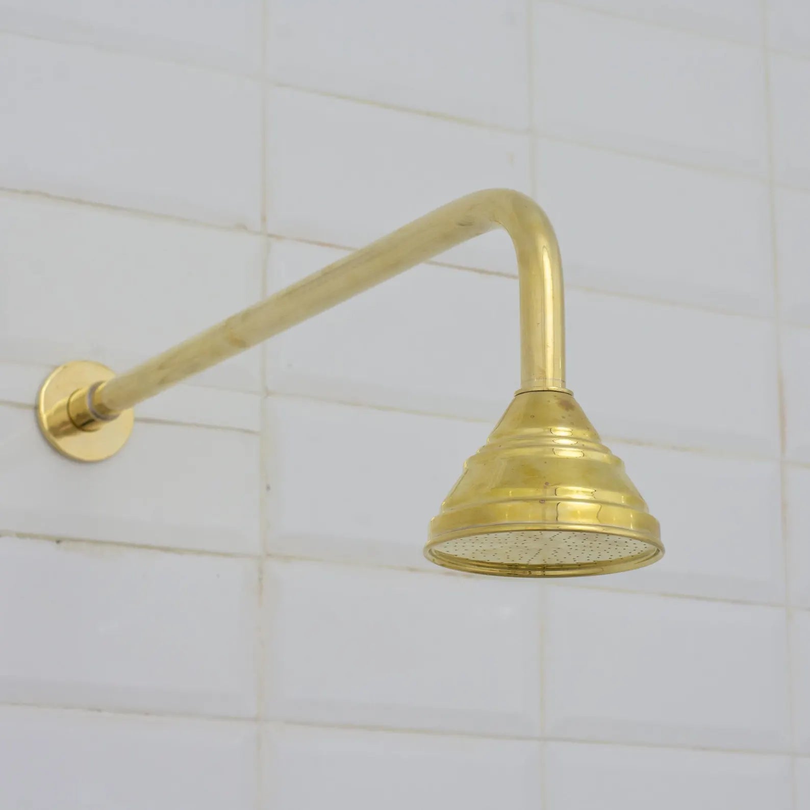 Vintage Solid Brass 4-Inch Rain Shower Head, Farmhouse Bell Design