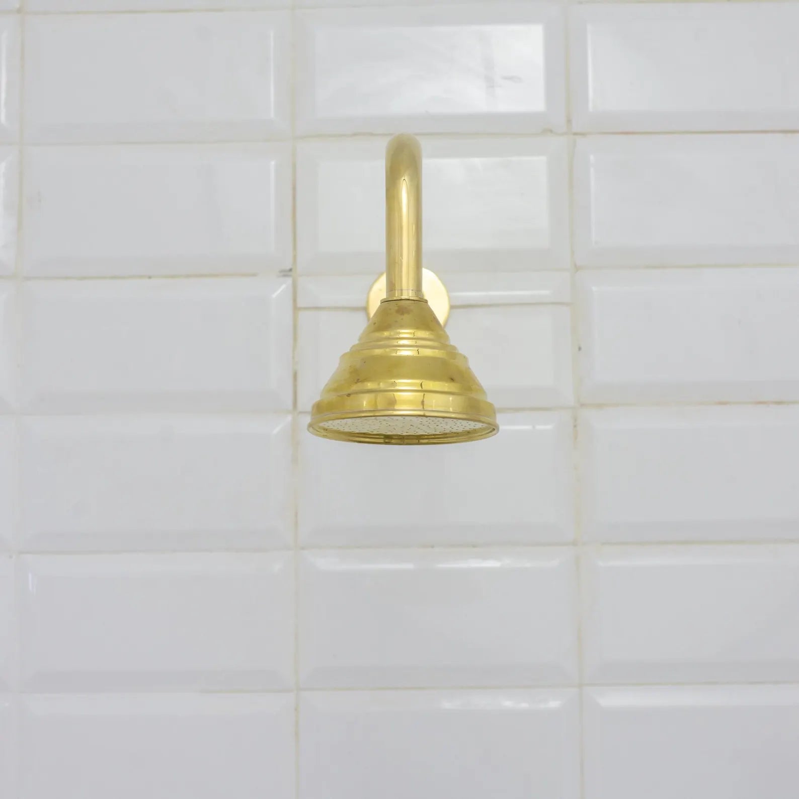 Vintage Solid Brass 4-Inch Rain Shower Head, Farmhouse Bell Design