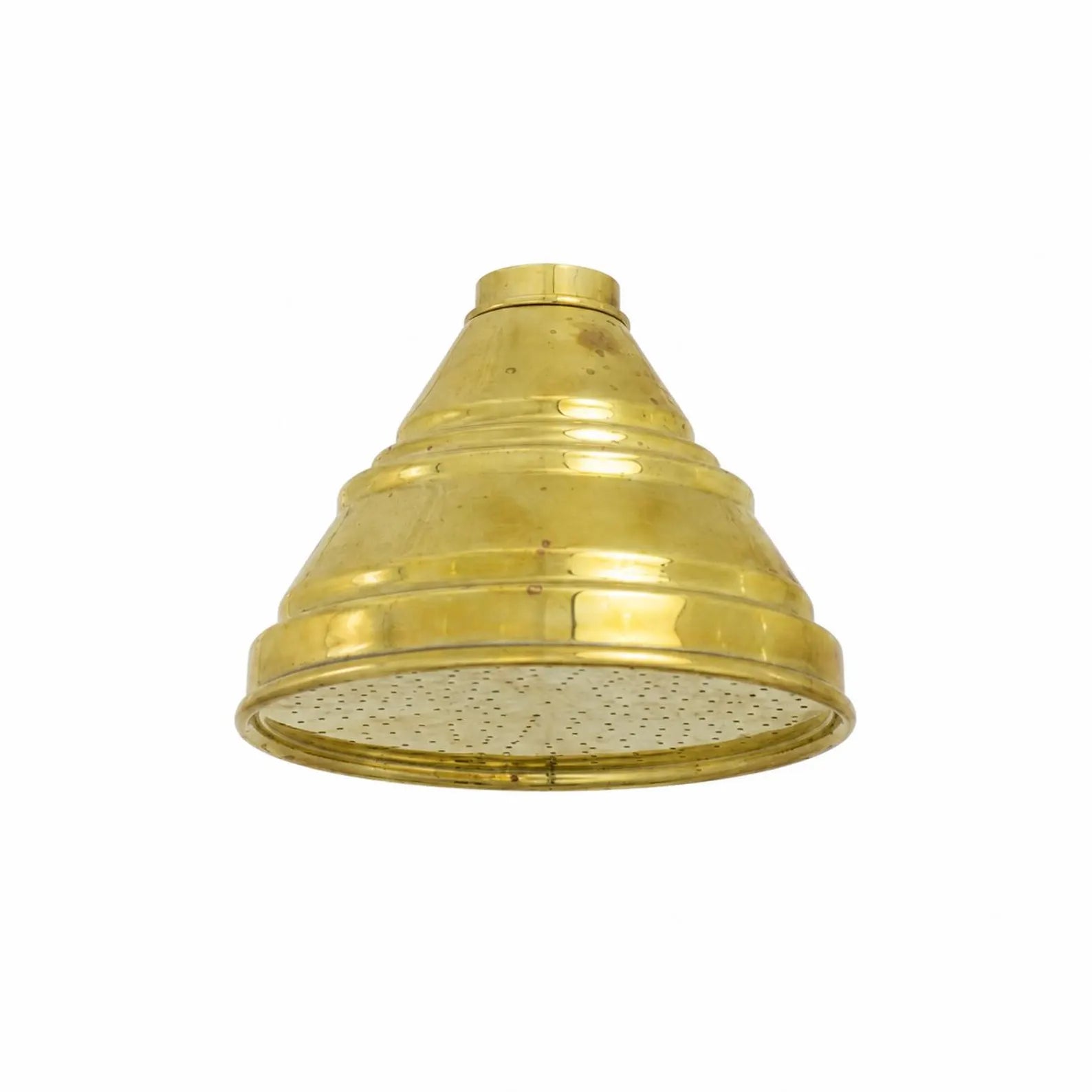 Vintage Solid Brass 4-Inch Rain Shower Head, Farmhouse Bell Design