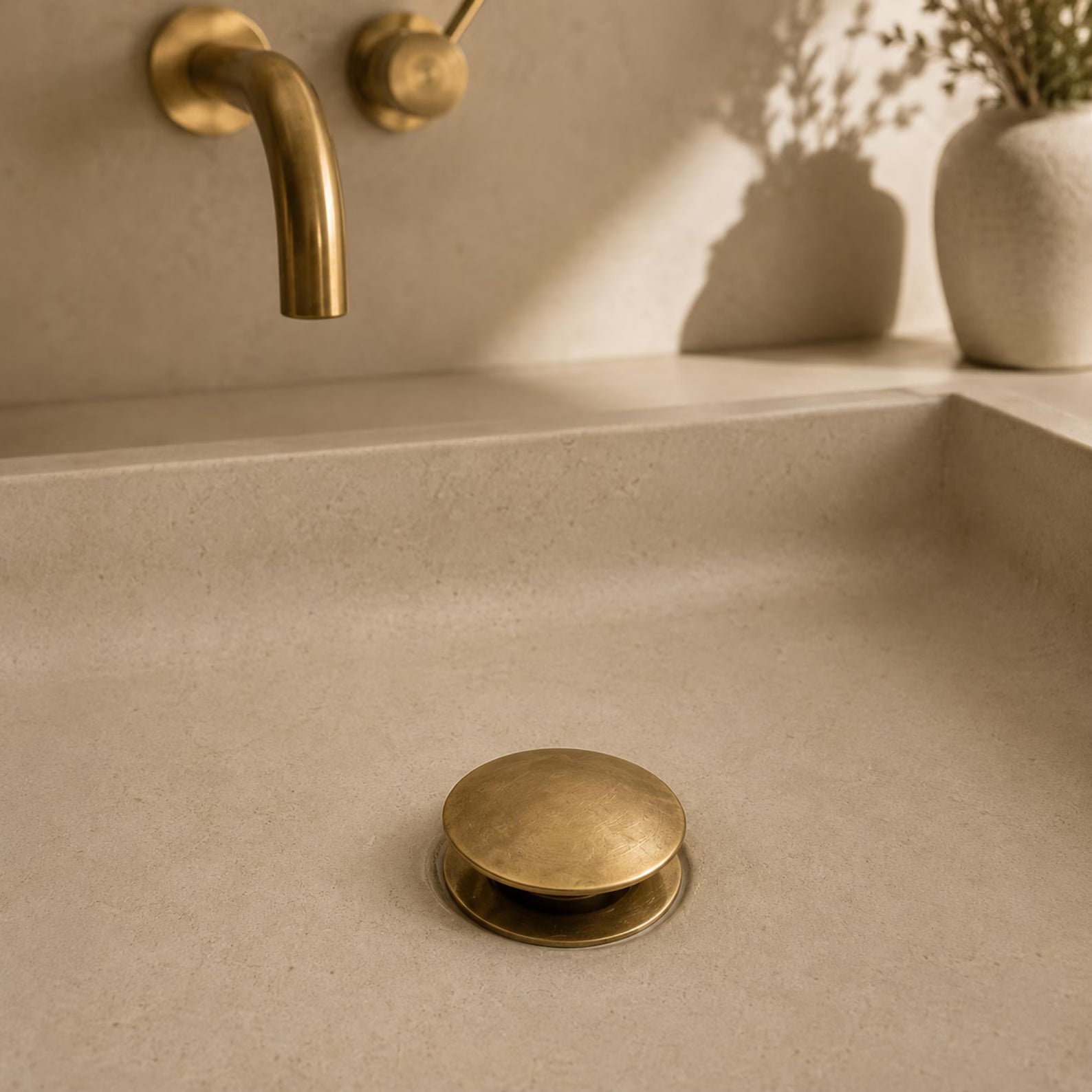 Unlacquered Brass Bathroom Sink Drain Stopper With Overflow