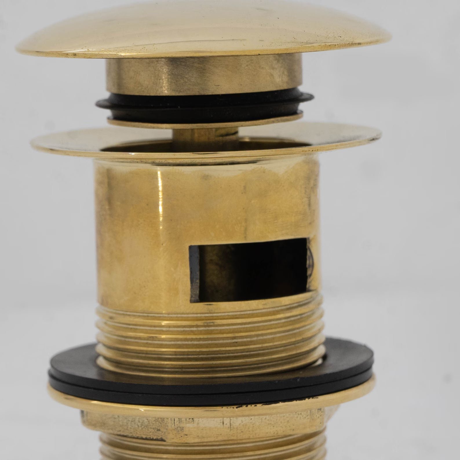 Unlacquered Brass Bathroom Sink Drain Stopper With Overflow