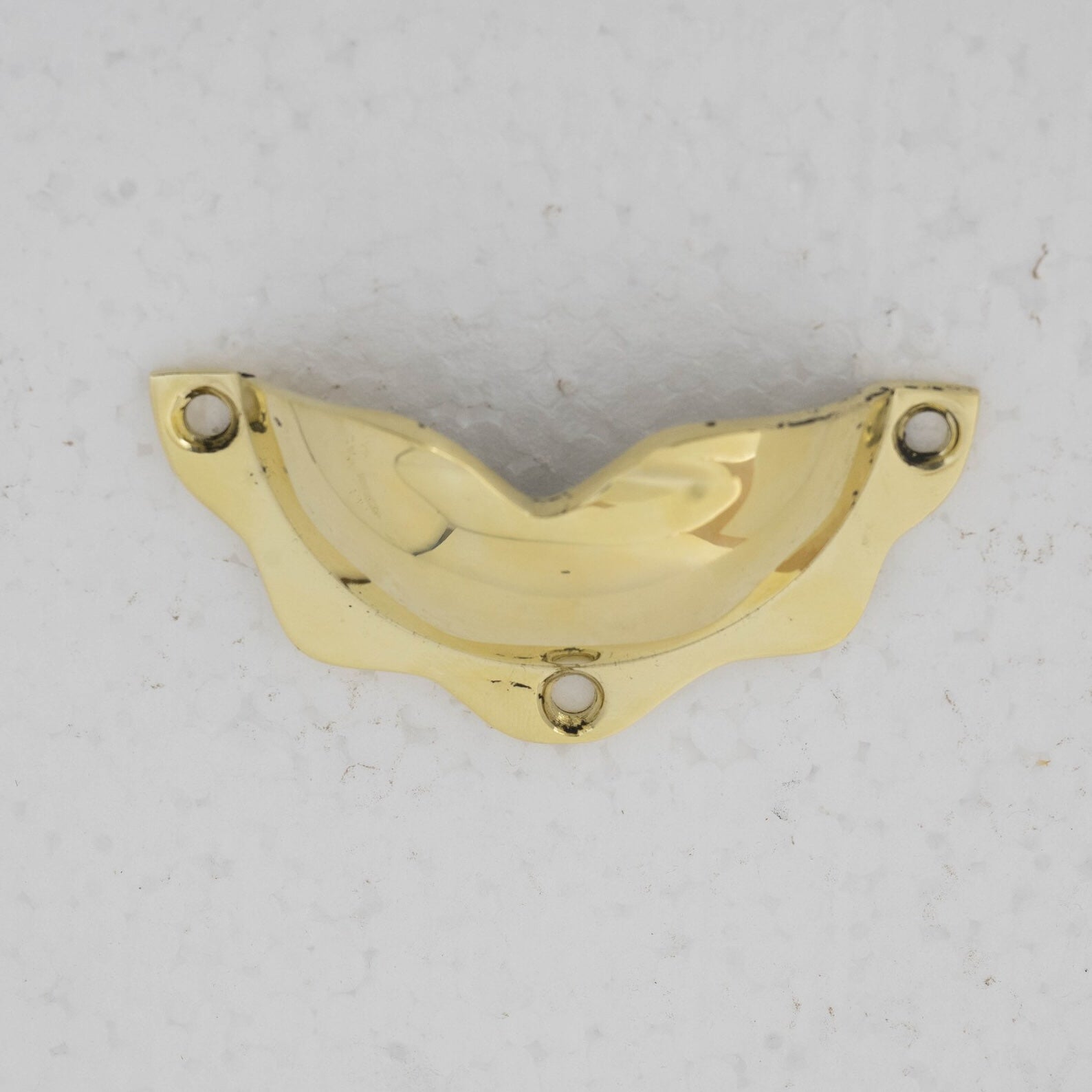 Unlacquered Brass Cup Pull Handles, Handmade Cabinet Knobs (Pack of 3)