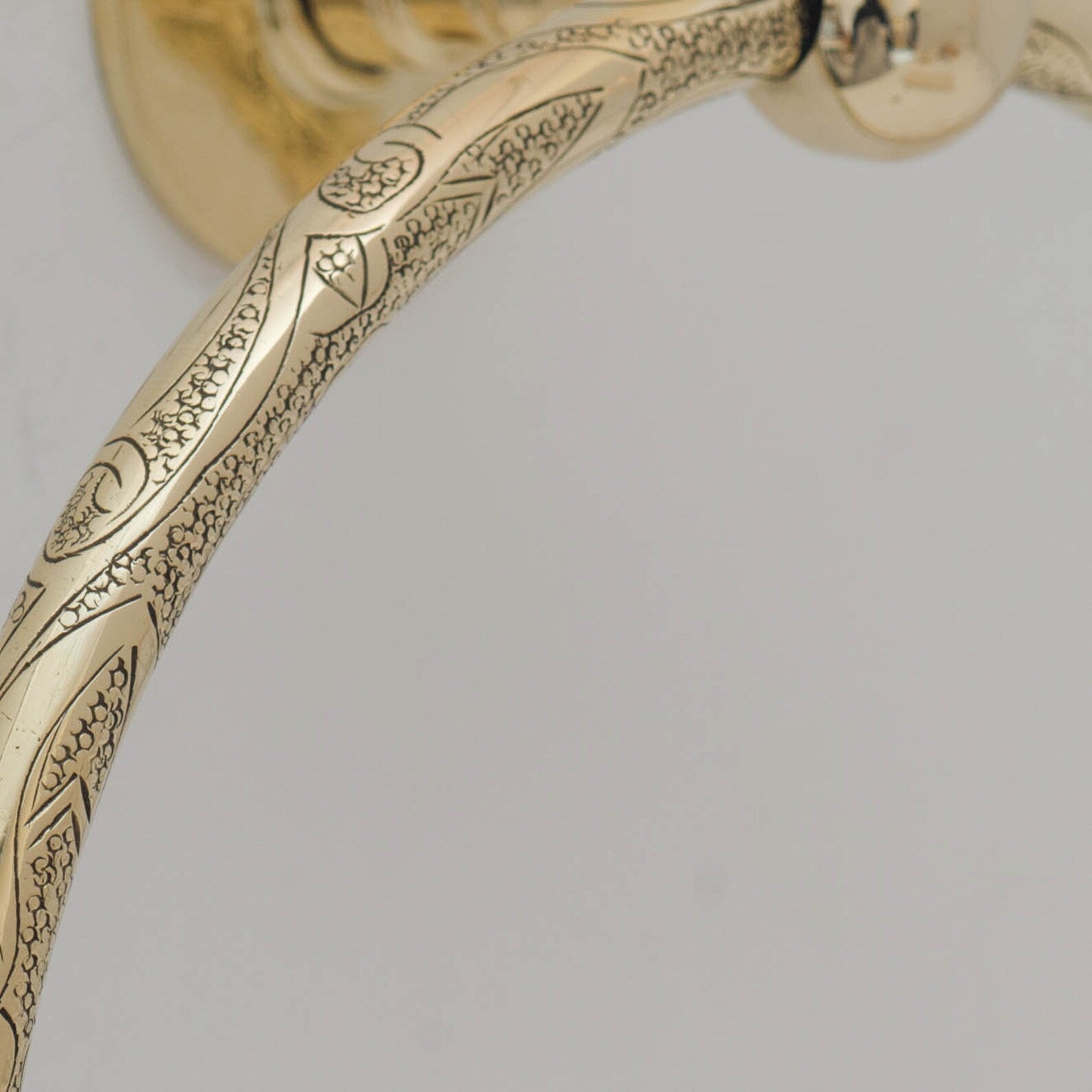 Unlacquered Brass Engraved Towel Hanger, Bathroom Wall Mounted Towel Ring
