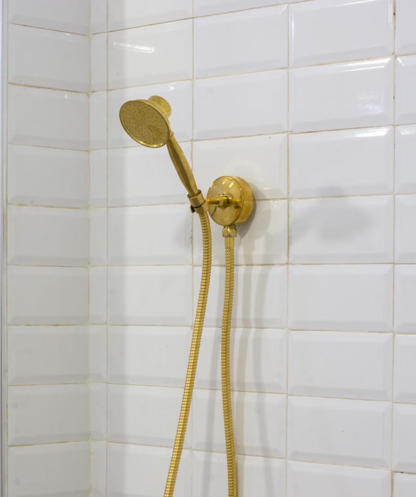 Unlacquered Brass Handheld Shower With Hose, High Pressure Shower Wandhand