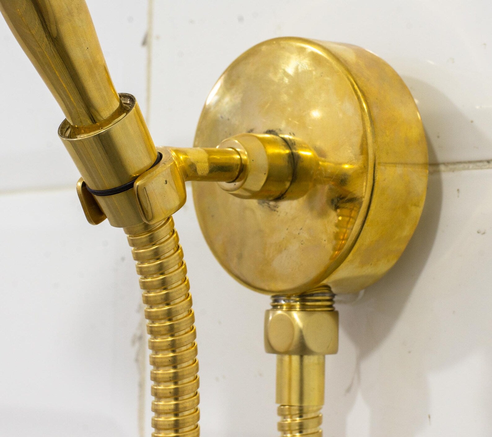 Unlacquered Brass Handheld Shower With Hose, High Pressure Shower Wandhand