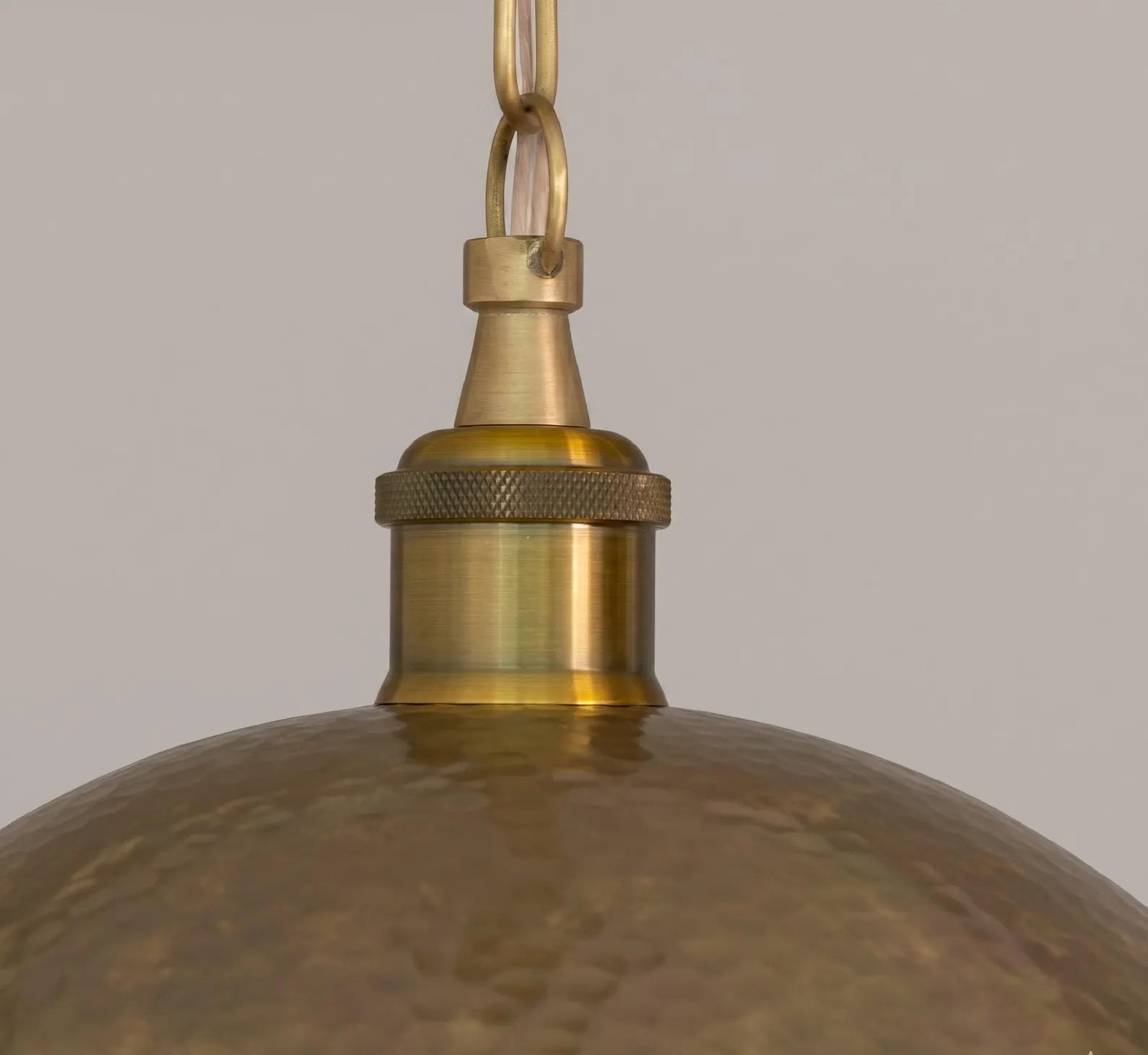 Hammered Brass Pendant Light, Industrial Vintage Hanging Fixture