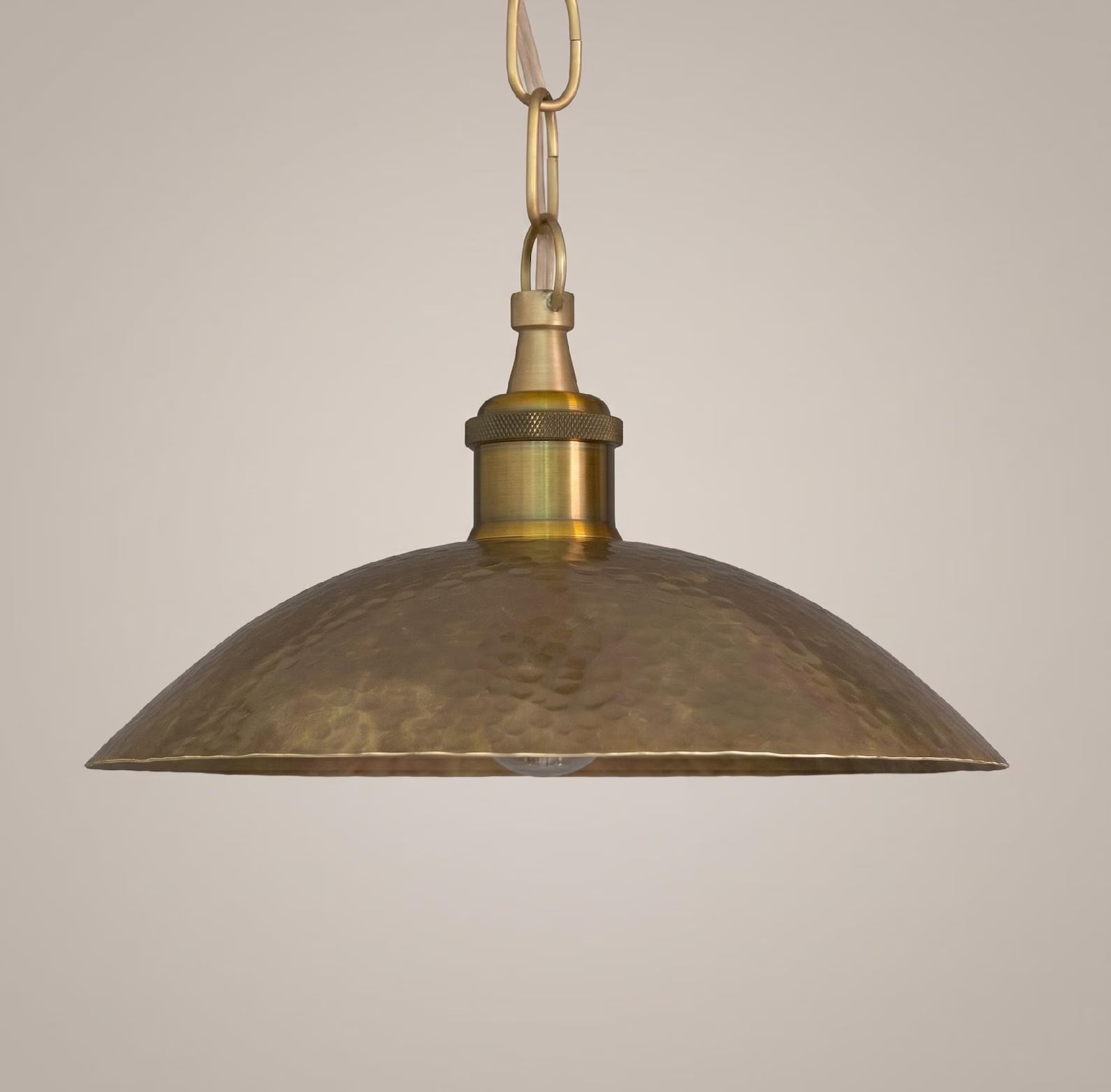 Hammered Brass Pendant Light, Industrial Vintage Hanging Fixture