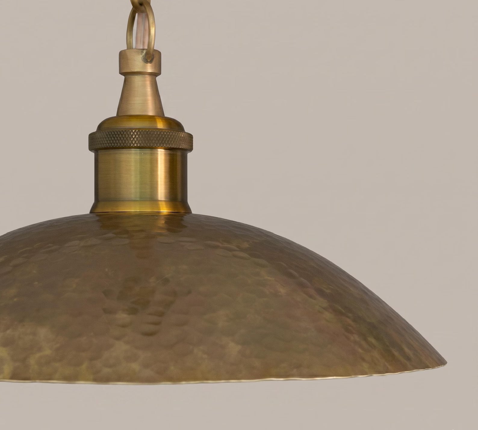 Hammered Brass Pendant Light, Industrial Vintage Hanging Fixture