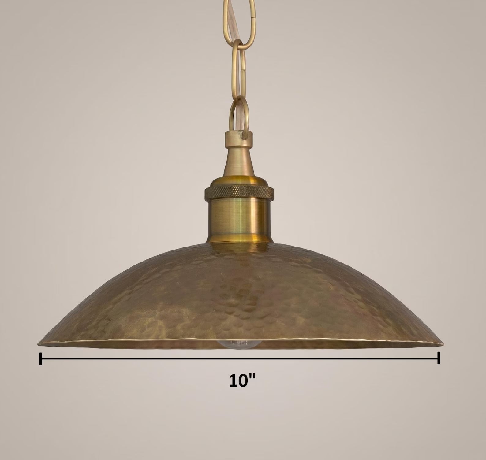 Hammered Brass Pendant Light, Industrial Vintage Hanging Fixture