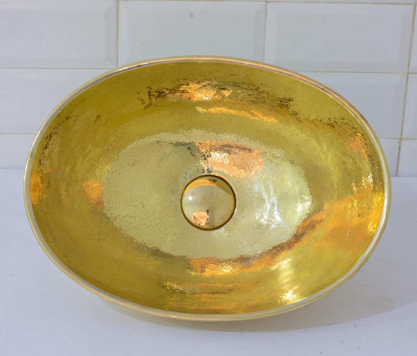 Hammered Vessel Sink Oval, Bathroom Oval Washbasin, Brass Vessel Sink, Brass Oval Sink, Brass Basin Sink