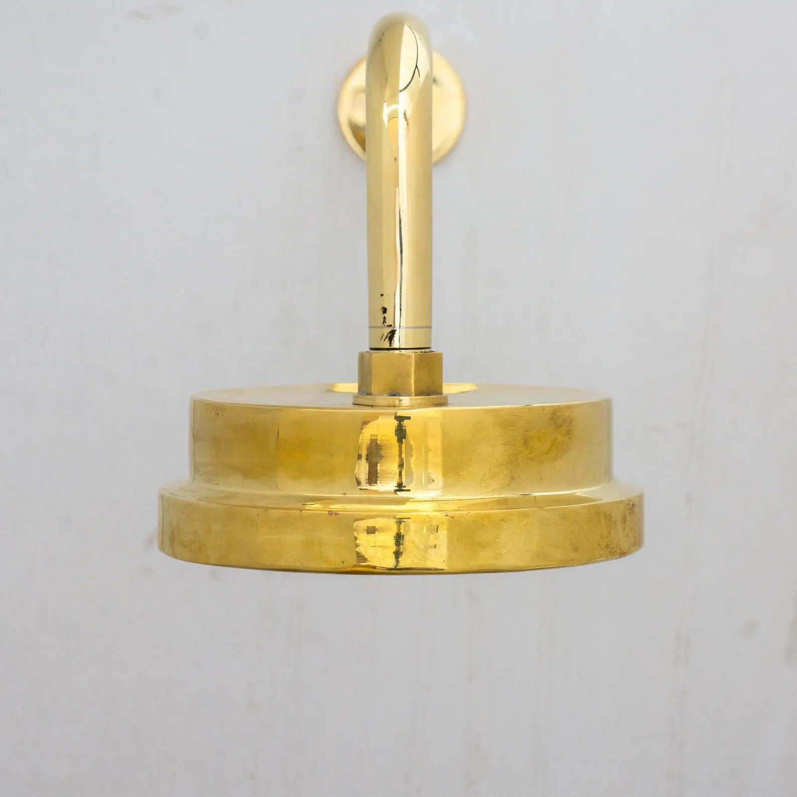Unlacquered Brass Rain Showerhead, Handcrafted Showerhead, Outdoor Headshower