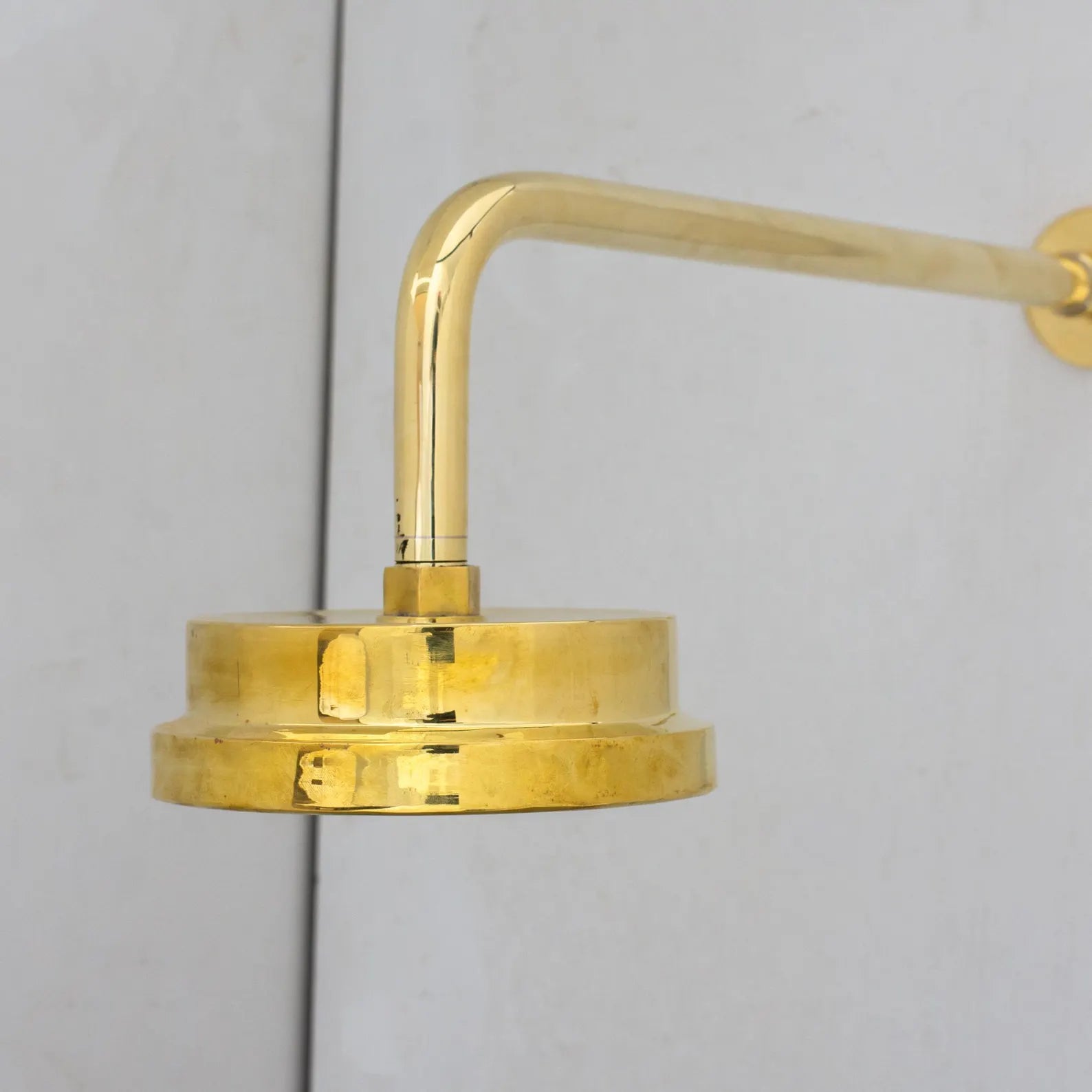 Unlacquered Brass Rain Showerhead, Handcrafted Showerhead, Outdoor Headshower