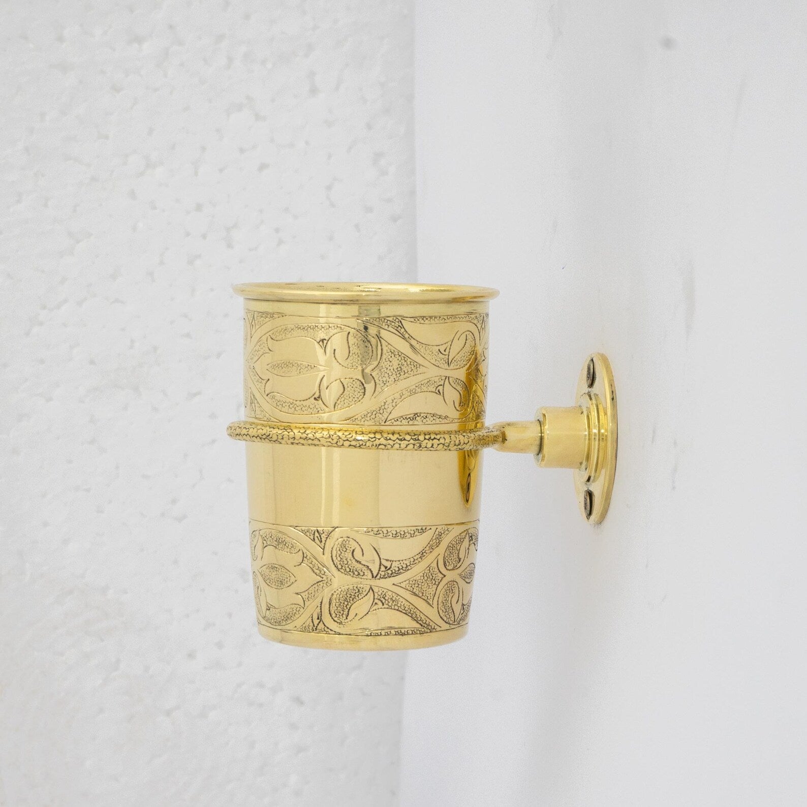 Unlacquered Brass Toothbrush Cup Holder, Wall Mount Toothbrush Organizer