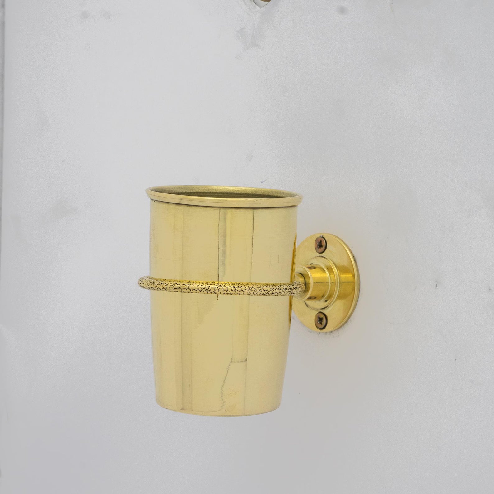 Unlacquered Brass Toothbrush Cup Holder, Wall Mount Toothbrush Organizer
