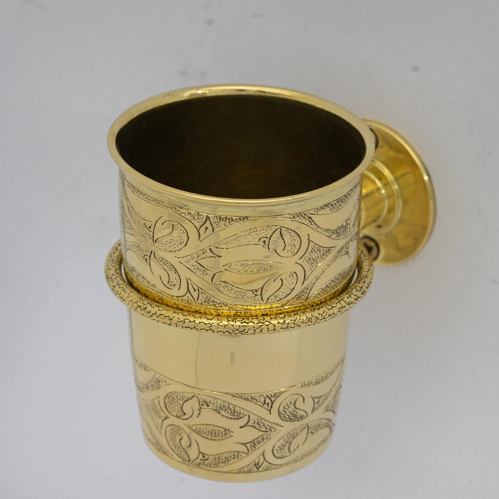 Unlacquered Brass Toothbrush Cup Holder, Wall Mount Toothbrush Organizer
