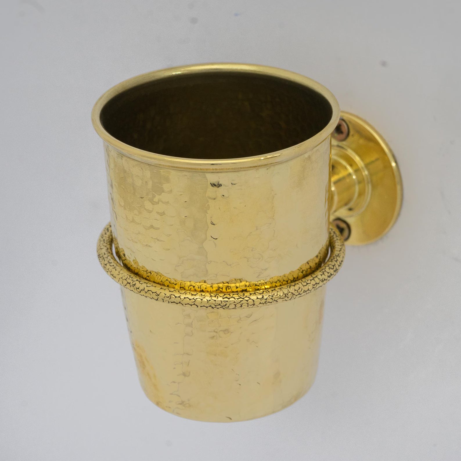 Unlacquered Brass Toothbrush Cup Holder, Wall Mount Toothbrush Organizer