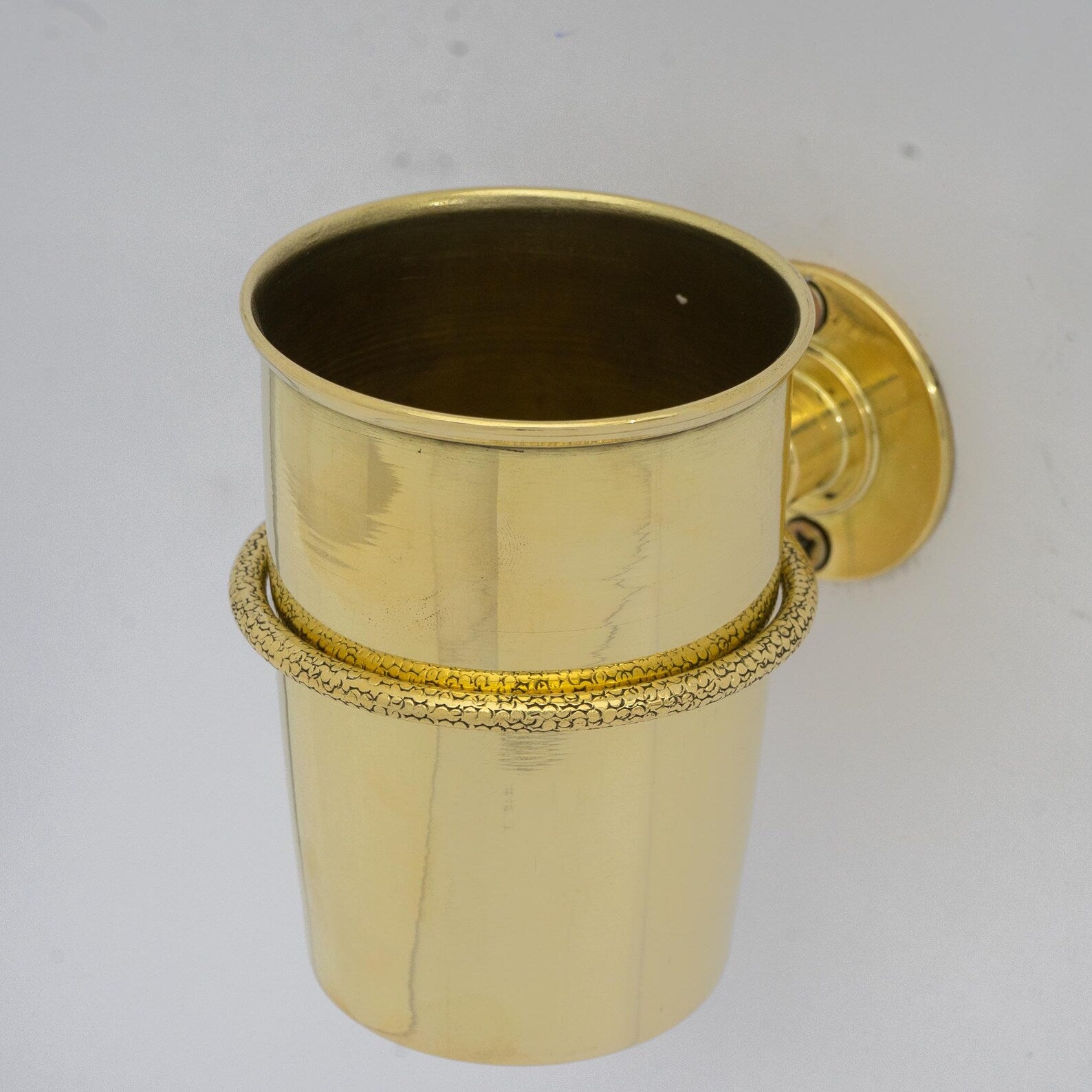 Unlacquered Brass Toothbrush Cup Holder, Wall Mount Toothbrush Organizer