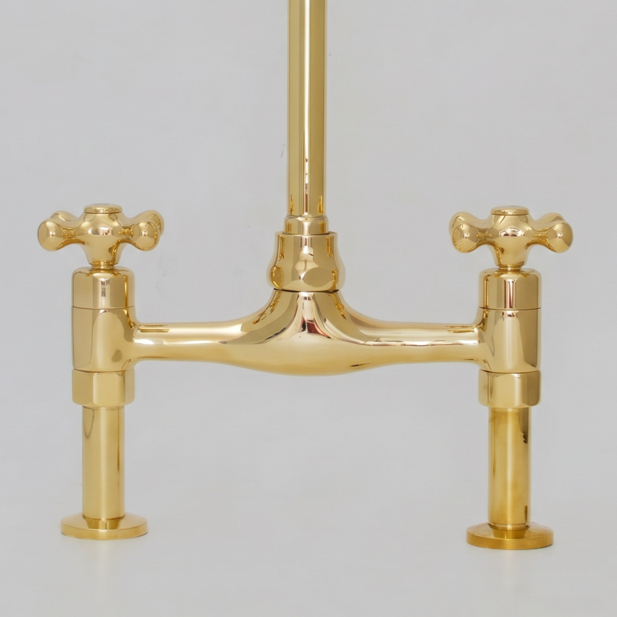 Bridgeford - Unlacquered Solid Brass Bridge Kitchen Faucet, Hot & Cold Handles