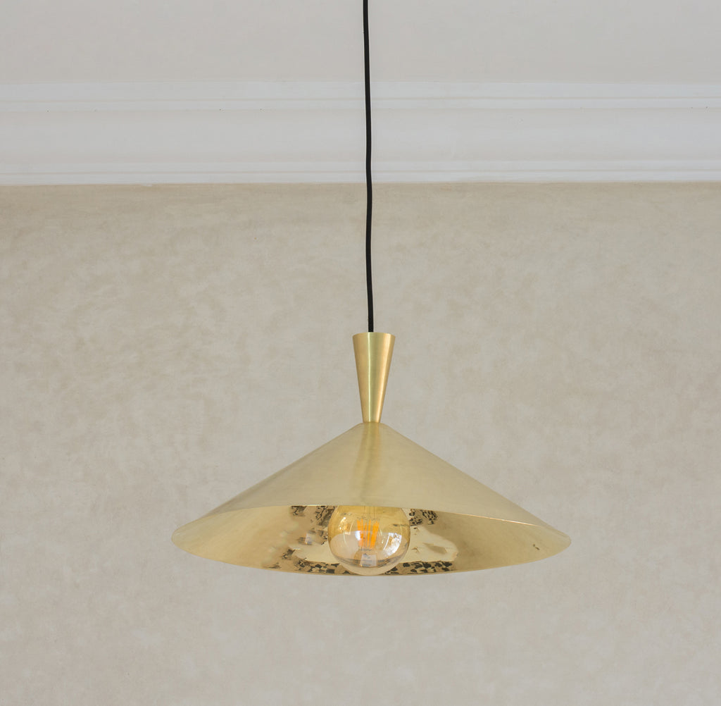 Brass Cone Pendant Light, Kitchen Island Ceiling Light Fixture, Modern Hanging Shade For Kitchen & Living Room, Cone Shade Light